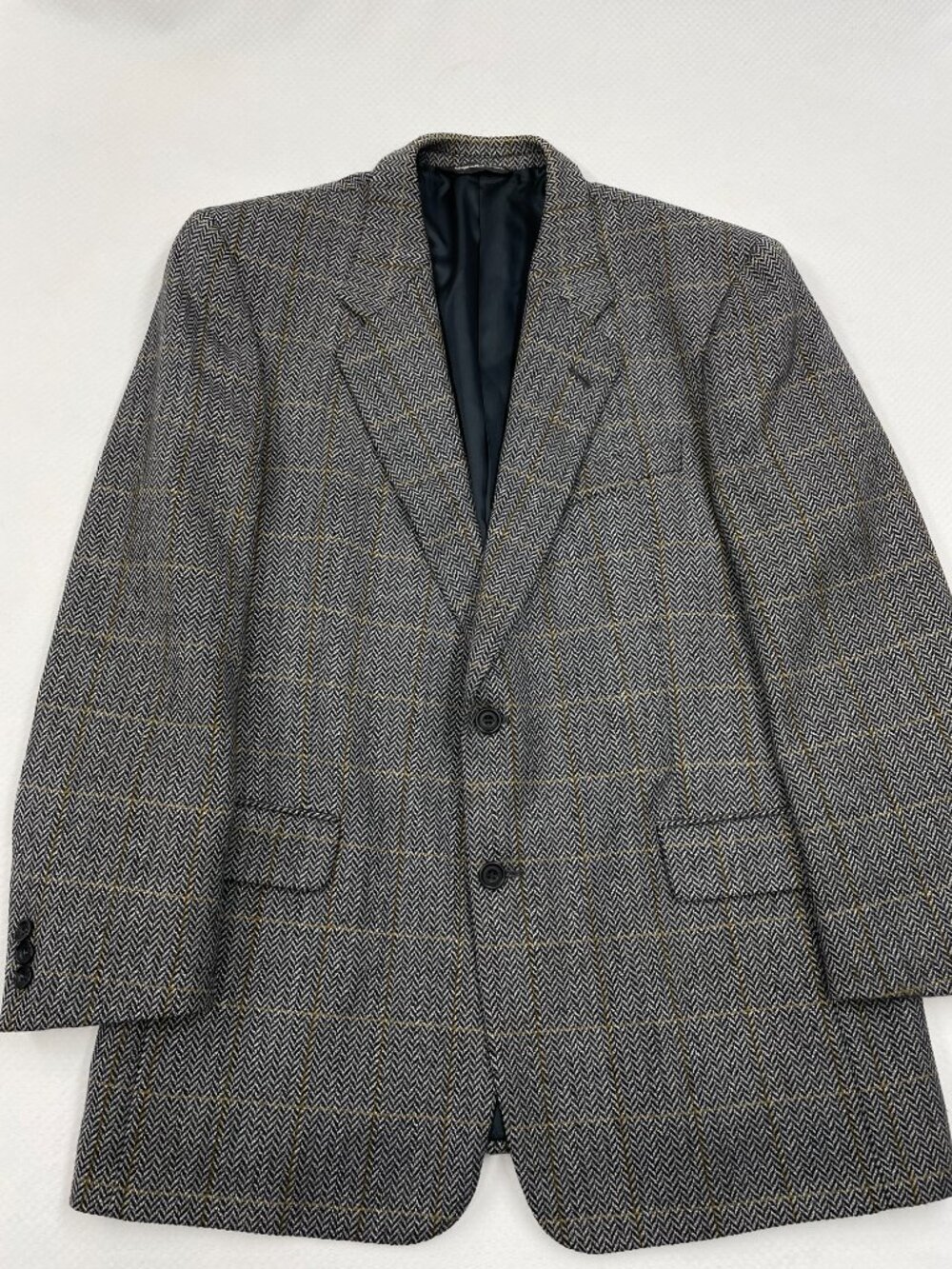 Harry Rosen Sedgewick Herringbone Wool Gold Yellow Check Tweed Blazer Men’s 42R